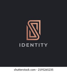 S Letter logo design. Logo created with line stylistic on golden color performance.