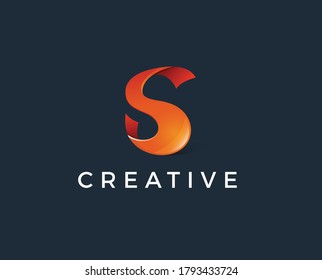Diseño de logotipo de letra S con recorte de papel creativo y fuente seria