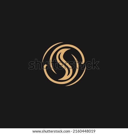S letter logo design with elegant and slim leaves vector illustration. Creative icon with letter S.
