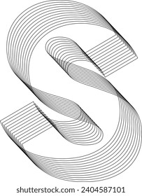 S Letter logo design element. 3D Geometric letter. Streetwear stile. Impossible shape, optical illusion. Sacred geometry. Vector illustration 10 eps.
