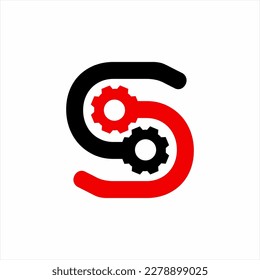 Diseño del logotipo de la letra S con equipo. Logo del concepto de tecnología.