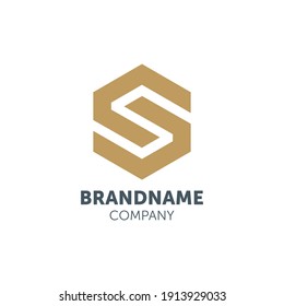 S letter logo design with hexagon