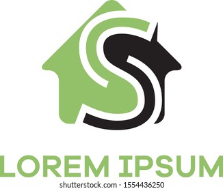 S letter logo design. Letter s in house shape vector illustration.	
