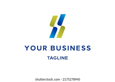 Logo de Gestalt, 2 forma con diferentes colores que dan forma a la letra S. Aspecto moderno. Muy adecuado para marca corporativa o empresa, deporte o logotipo tecnológico