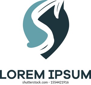 S letter logo design. Letter s in location pin shape vector illustration.	