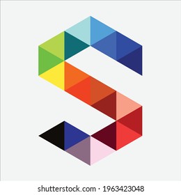 Diseño del logotipo de la letra S. Ilustración vectorial de diseño de logotipo multicolor