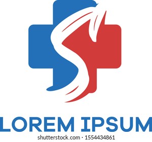 S letter logo design. Letter s in plus shape vector illustration.