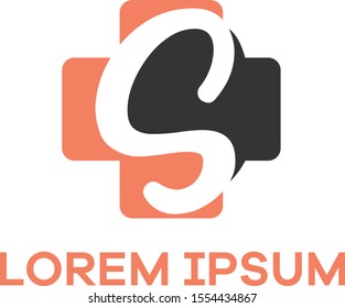 S letter logo design. Letter s in plus shape vector illustration.