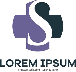 S letter logo design. Letter s in plus shape vector illustration.