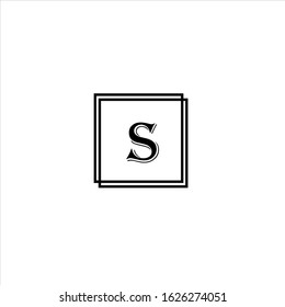 S letter logo design in rectangle on white background
