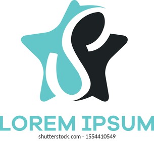 S letter logo design. Letter s in star shape vector illustration.	
