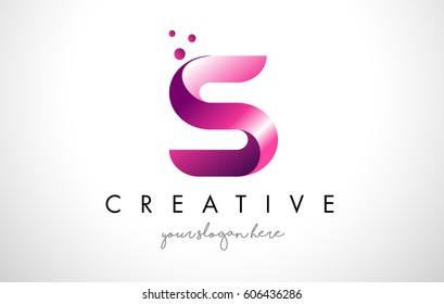 S Letter Logo Design Template with Purple Colors and Dots