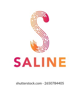 S letter logo design vector template. Gradient lettering s with lines and dashes art brush effect.