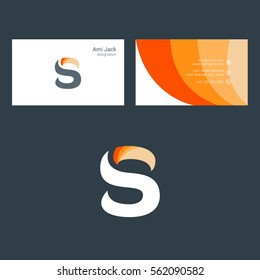 S Letter logo design vector element with Business card template