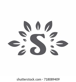 S letter Logo with environmental leaves logo vector