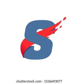 S letter logo with fast speed red flag line. Font style, delivery, sports etc vector design template elements.