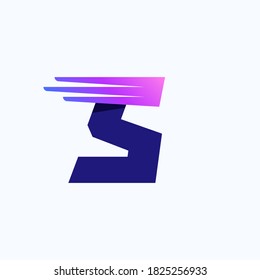 Logo de la letra S con líneas de velocidad o alas rápidas. Plantilla de diseño de identidad de marca corporativa con gradiente vívido. Se puede usar para anuncios de entrega, afiche de tecnología, identidad deportiva, etc.