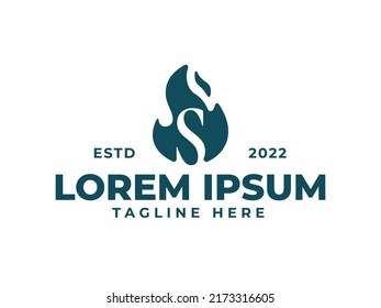 Vector de diseño de llama de incendio del logotipo de la letra S. S logotipo inicial. Logo de la llama de fuego