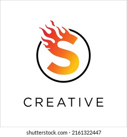 S letter logo, fire flames logo design.