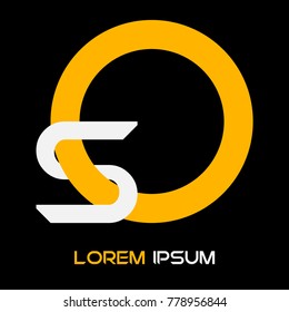 S Letter logo font with orange circle, vector design