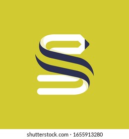 S letter logo formed by pencil. Vector typeface for art identity, school headlines, education posters etc.