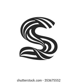 S letter logo formed by twisted lines. Wool mark font style, vector design template elements for your application or corporate identity.