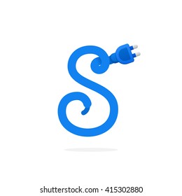 S letter logo formed by plug cable. Vector design template elements for your music application or corporate identity.