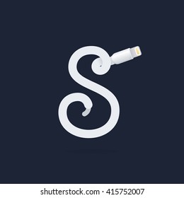 S letter logo formed by lightning cable. Vector design template elements for your application or corporate identity.