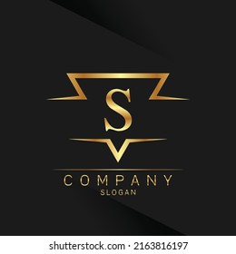 S letter logo Gold 3D