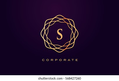 s Letter Logo. Gold Letter Design Vector with Golden Luxury Colors and Monogram Design.