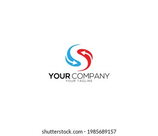 S letter logo and icon with arrow design vector.