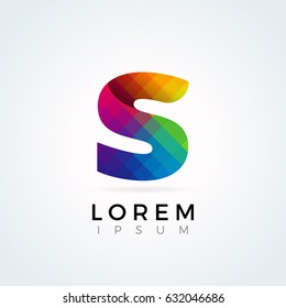 S Letter Logo Icon Colorful Abstract Mosaic Pattern Design template Element in uppercase