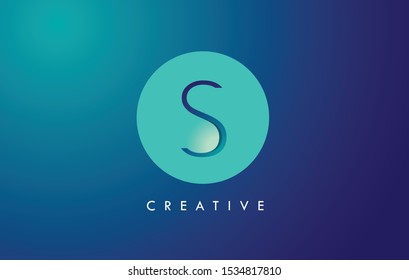 S Letter Logo Icon Design With Paper Cut Creative Look Vector Illustration in Blue Green Colors.