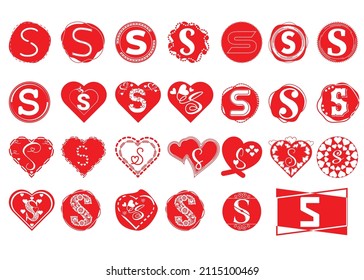 Logotipo de letra S y conjunto de diseño de iconos