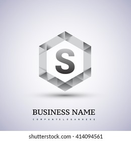 S Letter logo icon design template elements on hexagonal.