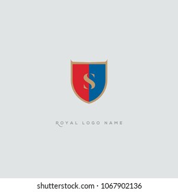 S Letter Logo, Icon in shield shape vector element.