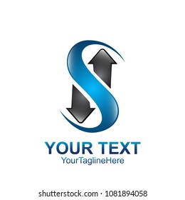 S letter logo icon template. Symbol S logotype arrow style vector for company name brand. Isolated on white background.