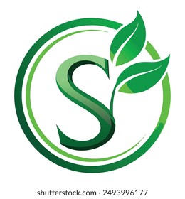 S letter logo initial leaf logo, icon design template vector