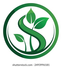 S letter logo initial leaf logo, icon design template vector