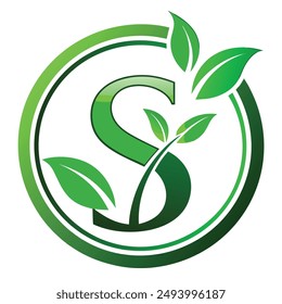 Logotipo de la hoja inicial del logotipo de la letra S, Vector de la Plantilla del diseño del icono