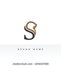 S letter logo with lion. Vector serif font perfect for premium labels, vintage posters and real estate identity, etc.