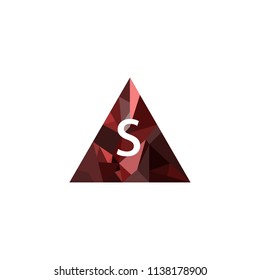 S Letter Logo With Low poly Triangle Background