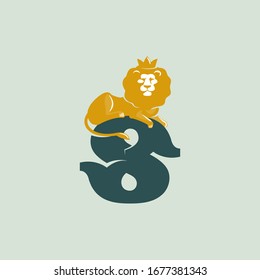 S letter logo with lying lion. Vector serif font perfect for premium labels, vintage posters and real estate identity, etc.