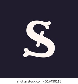 S letter logo made out of bones. Vector font for horror labels, posters etc.
