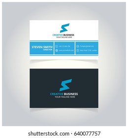 S letter logo Minimal Corporate Business card with Dark Blue, Light Blue and White Color
