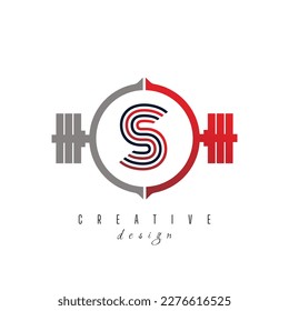 S letter logo with Modern and creative gym logo. Gym letter logo with red color gradient