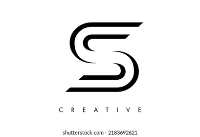 S Letter Logo Monogram with Black and White Lines and Minimalist Design Vector. Creative Modern Letter S Icon Sign Illustration.