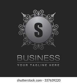 S Letter logo, Monogram design elements, Floral art Vintage logo design. Beautiful Boutique Logo Designs, Business sign, Restaurant, Royalty, Cafe, Hotel, Heraldic, Jewelry, Silver Gray Vector logo