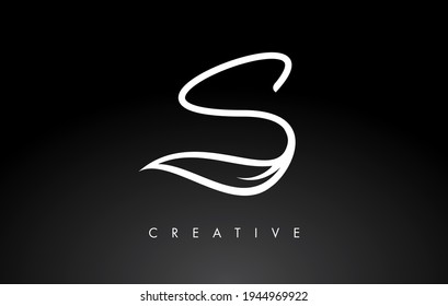 Logotipo de la letra S con concepto de hoja monográfica en la ilustración de vectores de color negro y blanco
