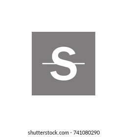 S letter logo with needle. underlining letter s word icon on white background